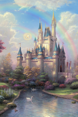 Fondo de pantalla Cinderella Castle By Thomas Kinkade 320x480