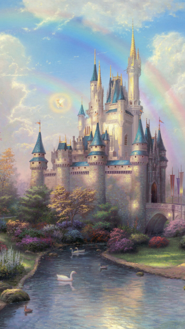 Das Cinderella Castle By Thomas Kinkade Wallpaper 360x640