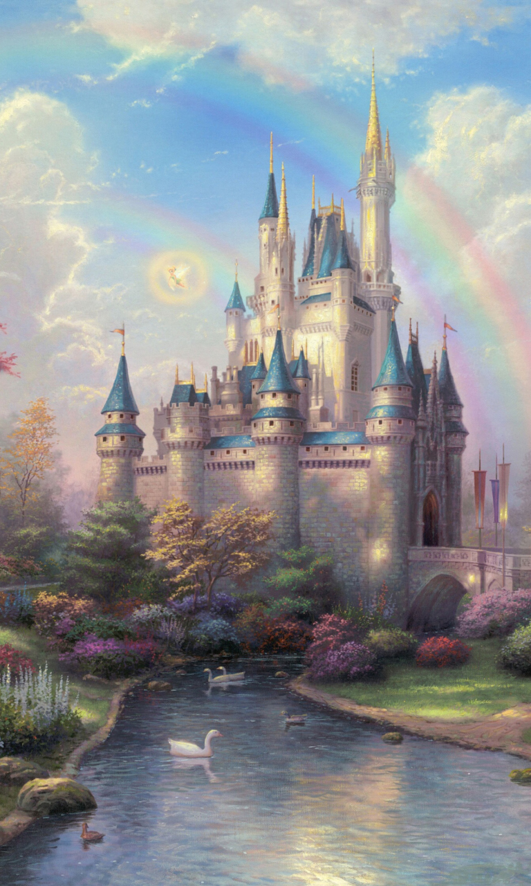 Das Cinderella Castle By Thomas Kinkade Wallpaper 768x1280