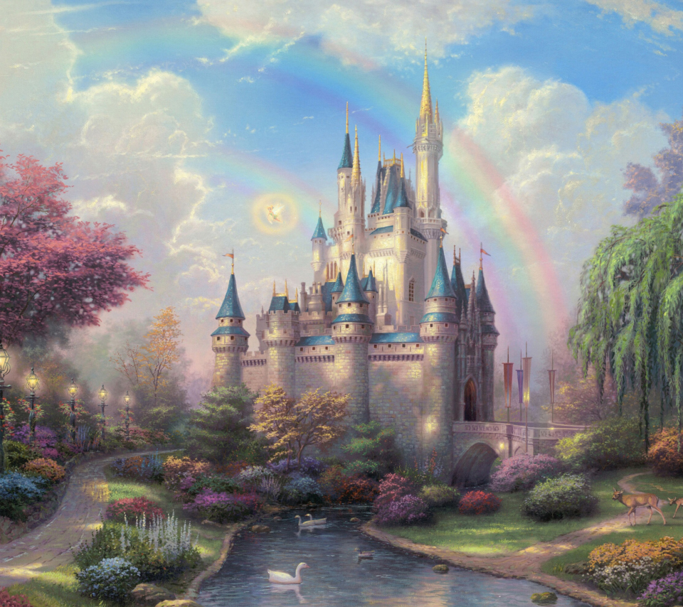 Das Cinderella Castle By Thomas Kinkade Wallpaper 960x854