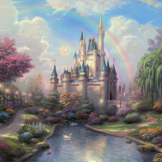 Картинка Cinderella Castle By Thomas Kinkade для телефона и на рабочий стол iPad mini 2