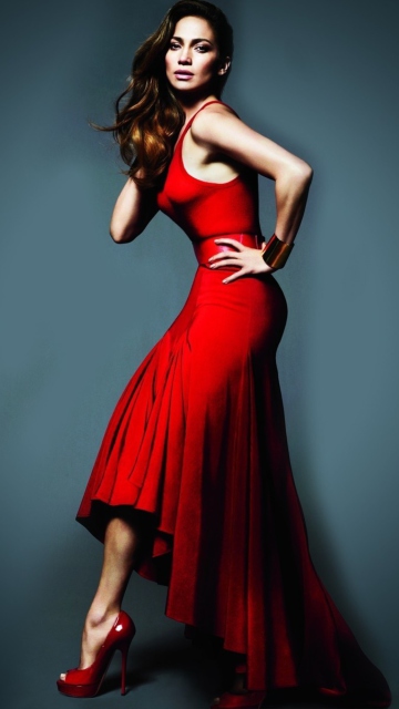 Sfondi J Lo In Gorgeous Red Dress 360x640