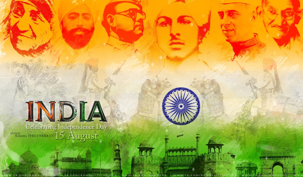 Das Independence Day India 15 August Wallpaper 1024x600