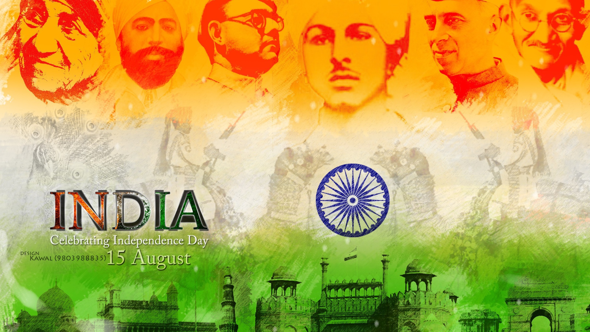 Fondo de pantalla Independence Day India 15 August 1920x1080