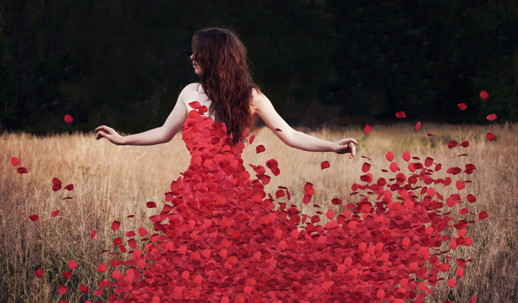 Das Red Petal Dress Wallpaper 1024x600