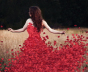 Das Red Petal Dress Wallpaper 176x144