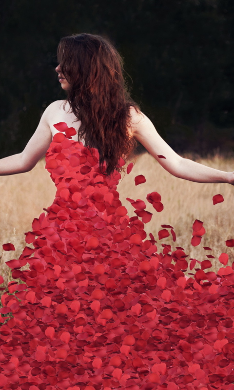 Das Red Petal Dress Wallpaper 480x800