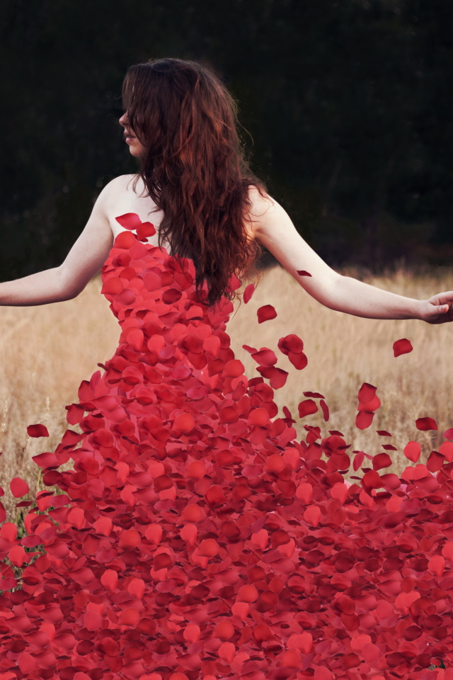 Red Petal Dress wallpaper 640x960