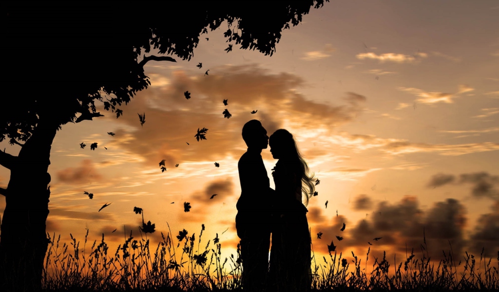 Romantic Silhouettes wallpaper 1024x600