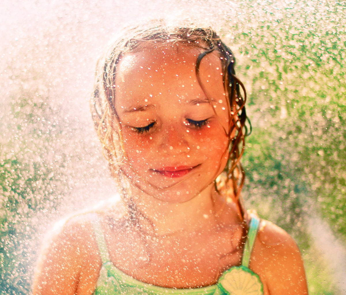 Happy Child Girl And Warm Summer Rain wallpaper 1200x1024
