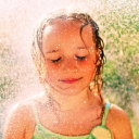 Das Happy Child Girl And Warm Summer Rain Wallpaper 128x128