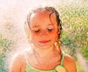 Happy Child Girl And Warm Summer Rain wallpaper 176x144
