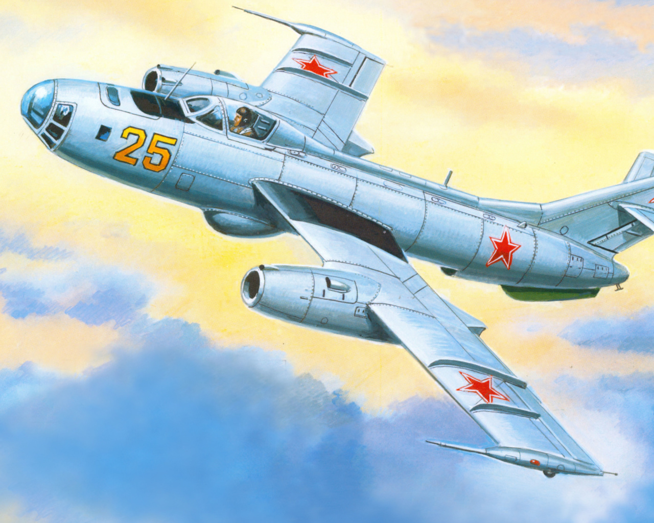 Обои Yakovlev Yak 25 Soviet Union interceptor aircraft 1280x1024