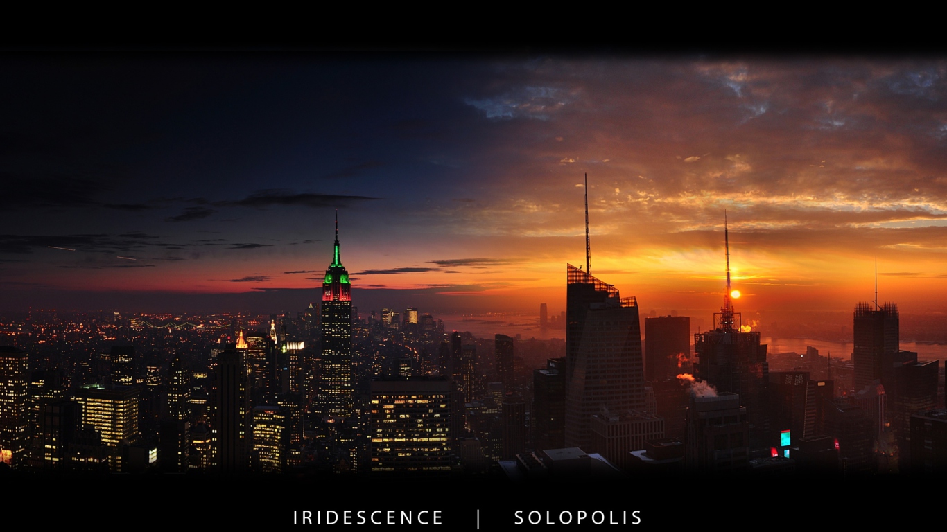 Обои New York Empire State Panorama 1366x768