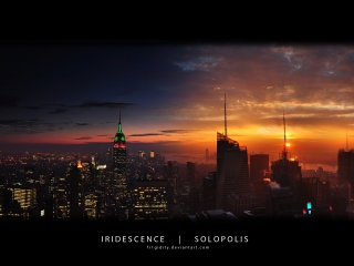 Das New York Empire State Panorama Wallpaper 320x240