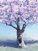 Sfondi Girl And Sakura 132x176