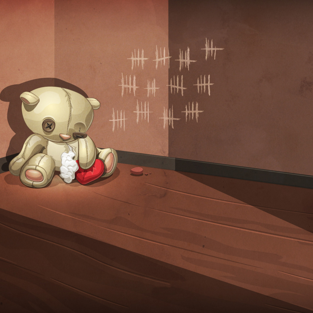Poor Old Teddy With Broken Heart wallpaper 1024x1024