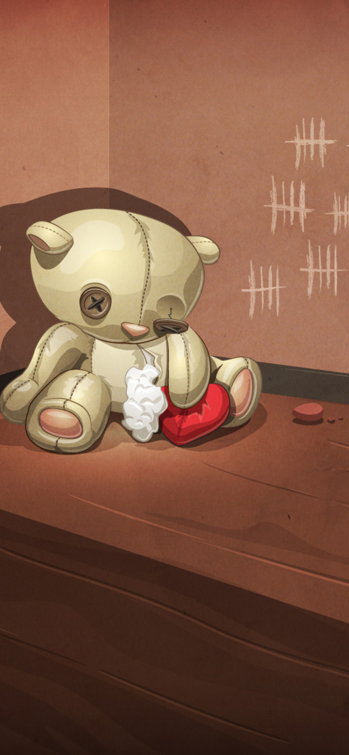 Poor Old Teddy With Broken Heart papel de parede para celular para