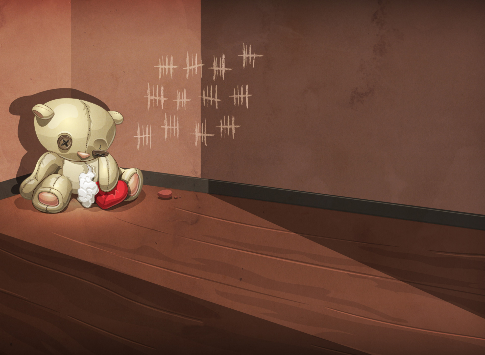 Poor Old Teddy With Broken Heart wallpaper 1920x1408