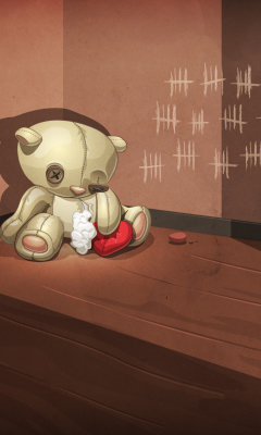 Poor Old Teddy With Broken Heart wallpaper 240x400