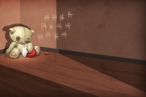 Das Poor Old Teddy With Broken Heart Wallpaper 480x320