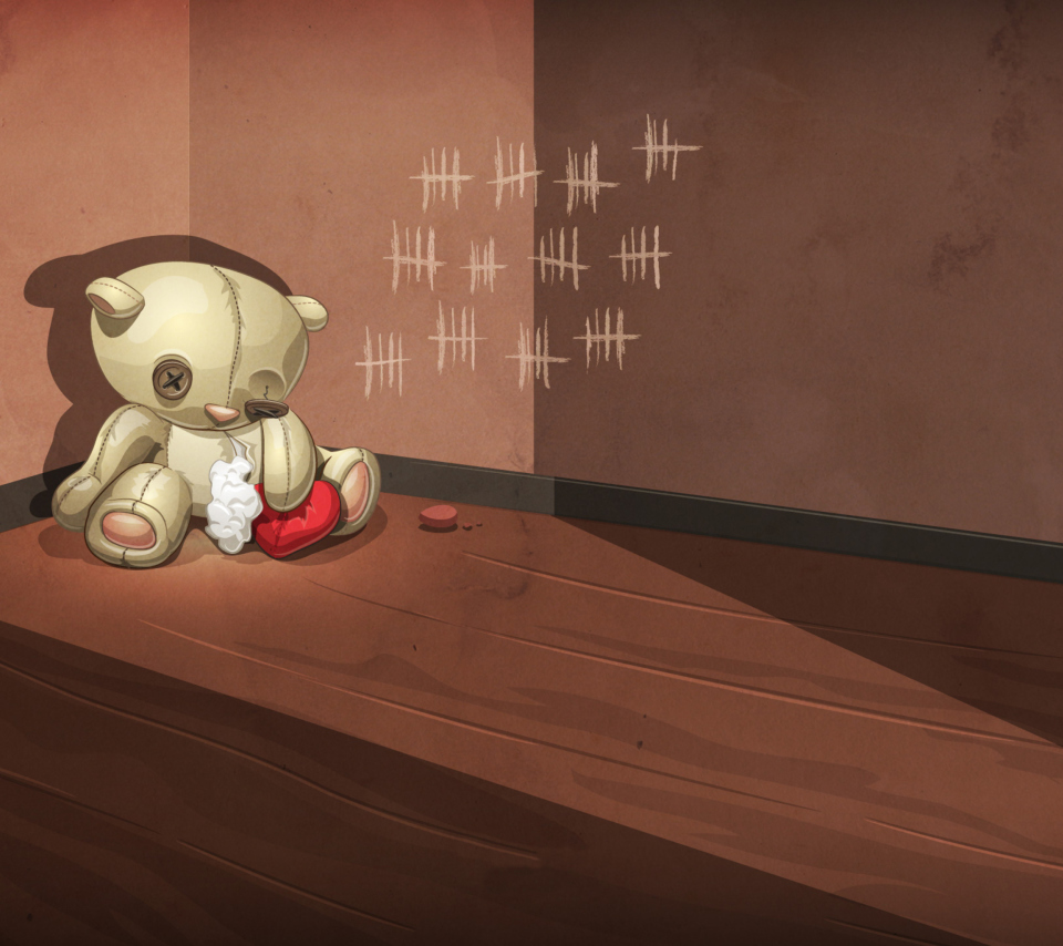 Poor Old Teddy With Broken Heart wallpaper 960x854