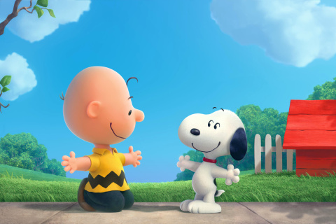 Sfondi The Peanuts Movie with Snoopy and Charlie Brown 480x320