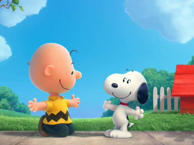 Обои The Peanuts Movie with Snoopy and Charlie Brown 640x480