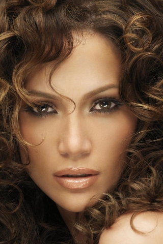 Sfondi Jennifer Lopez With Curly Hair 320x480
