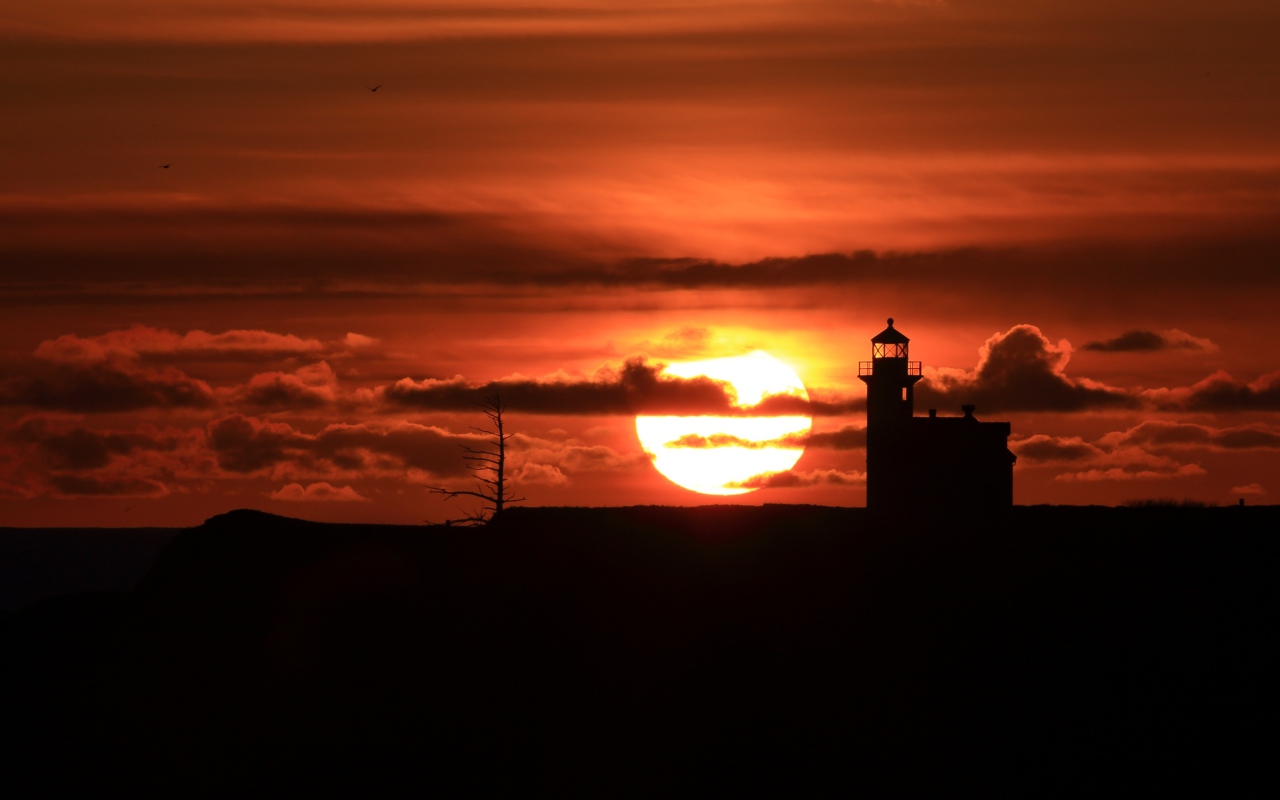 Обои Lighthouse At Sunset 1280x800