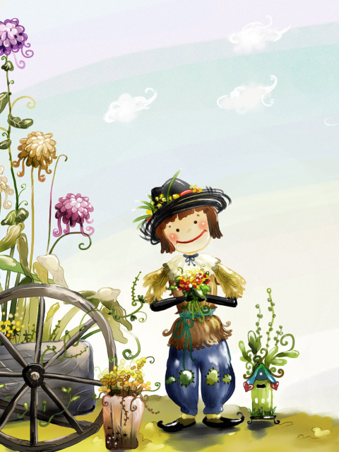 Das Happy Scarecrow Wallpaper 480x640
