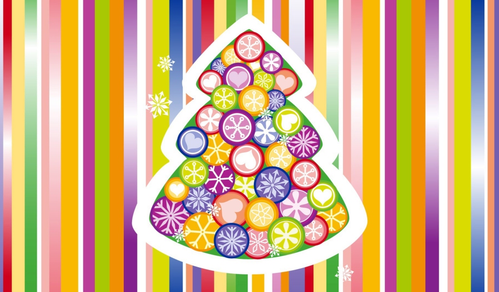 Colorful Christmas Tree wallpaper 1024x600