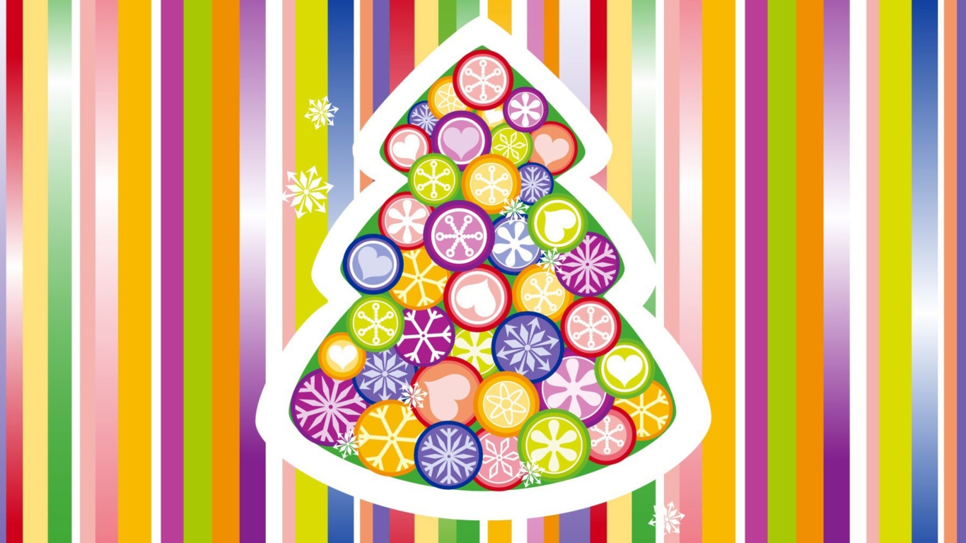 Colorful Christmas Tree wallpaper 1366x768