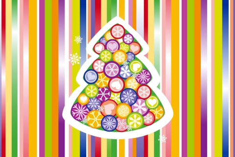 Das Colorful Christmas Tree Wallpaper 480x320