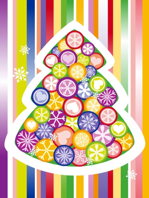 Das Colorful Christmas Tree Wallpaper 480x640
