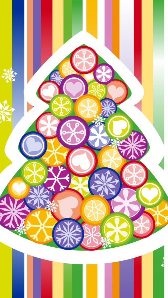 Colorful Christmas Tree wallpaper 640x1136
