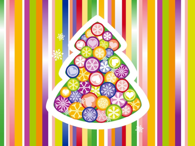 Das Colorful Christmas Tree Wallpaper 640x480