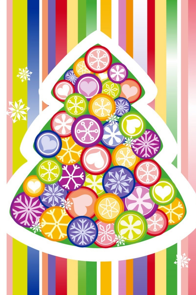 Colorful Christmas Tree wallpaper 640x960