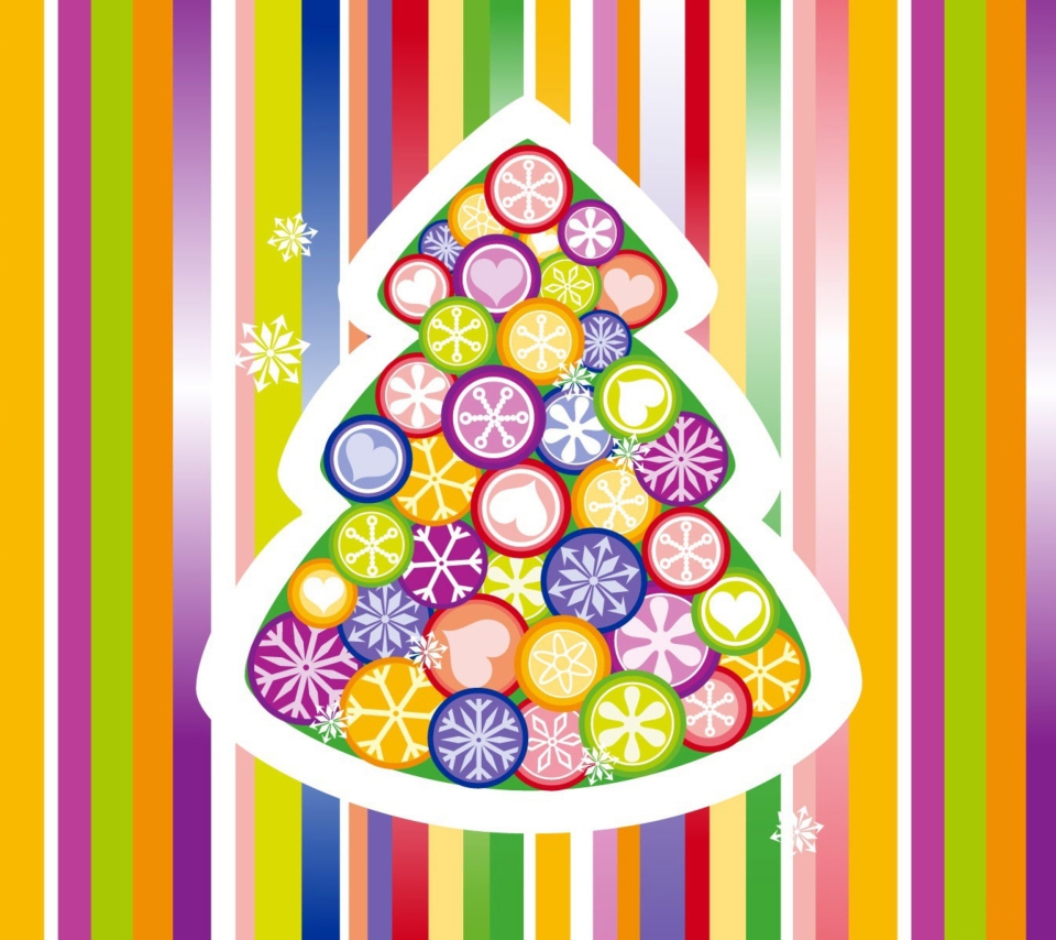 Das Colorful Christmas Tree Wallpaper 960x854