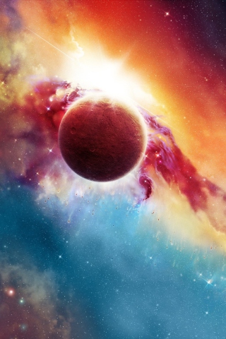 Das Colorful Space And Planet Wallpaper 320x480