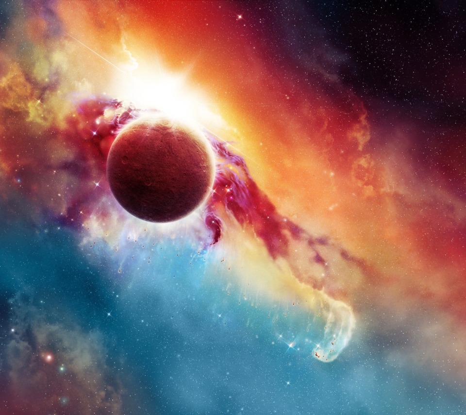 Das Colorful Space And Planet Wallpaper 960x854