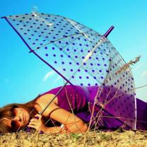 Das Girl Under Umbrella Wallpaper 208x208