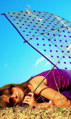 Girl Under Umbrella wallpaper 240x400