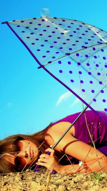 Girl Under Umbrella wallpaper 360x640