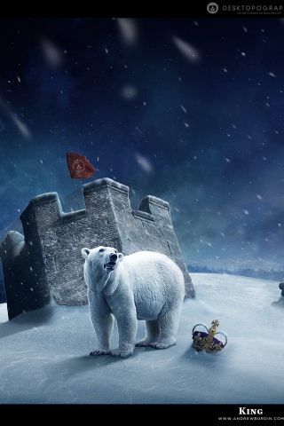 Das White Bear Polar King Wallpaper 320x480