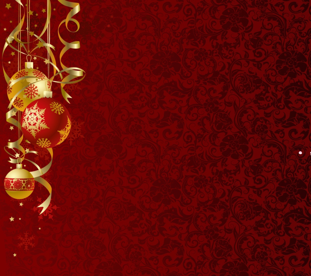 Das Red Xmas Ornaments Wallpaper 1080x960