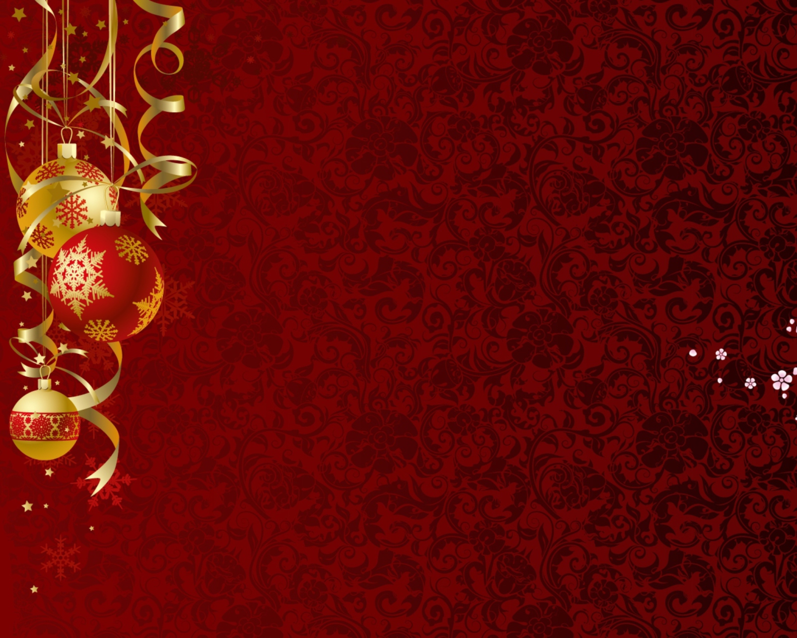 Das Red Xmas Ornaments Wallpaper 1600x1280