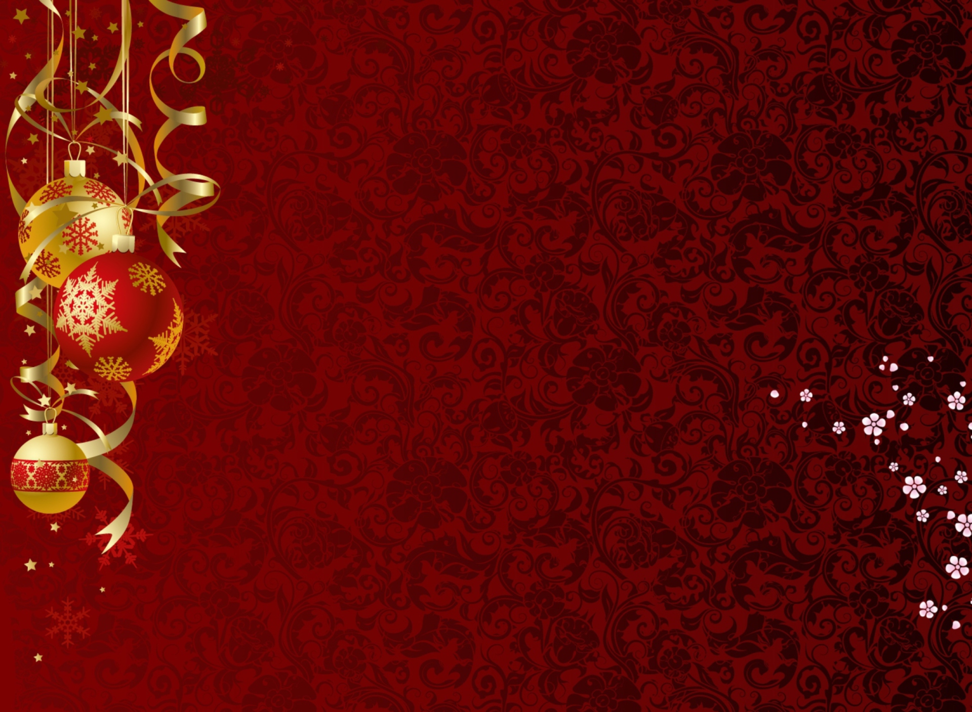 Das Red Xmas Ornaments Wallpaper 1920x1408