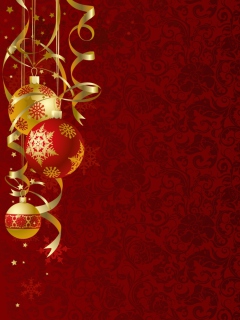 Das Red Xmas Ornaments Wallpaper 240x320