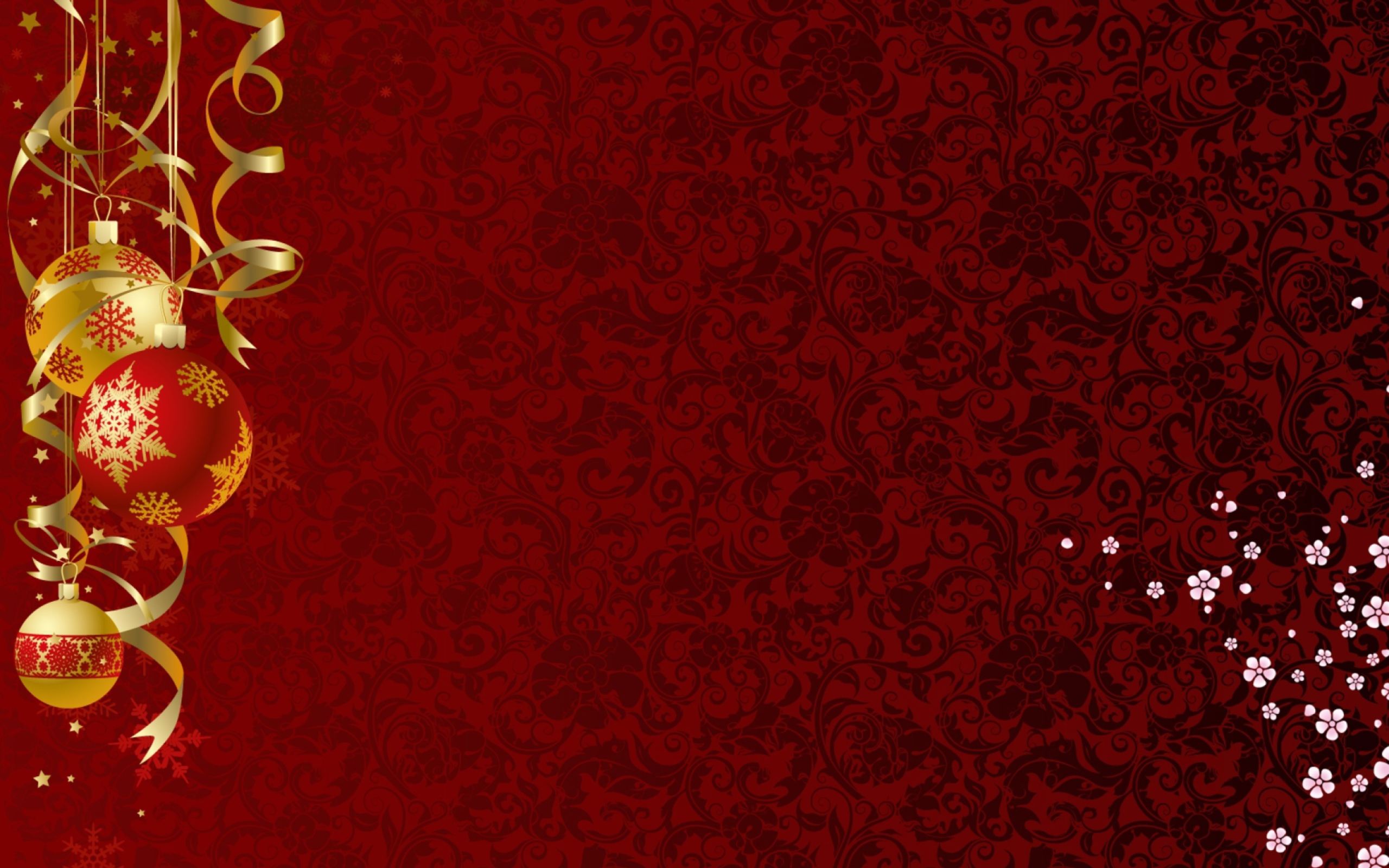 Screenshot №1 pro téma Red Xmas Ornaments 2560x1600
